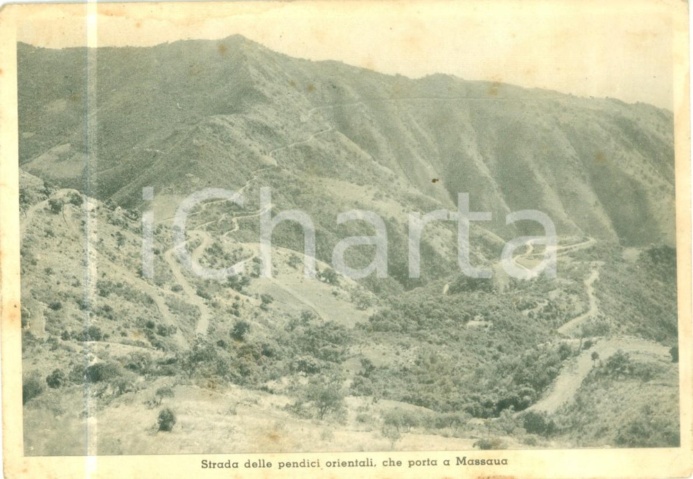 Cartolina originale da collezione 1936 ERITREA AOI Strada pendici orientali che porta a MASSAUA Cartolina FG NV 1