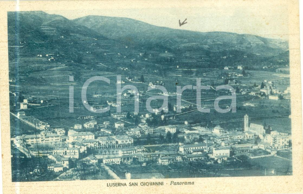 Cartolina originale da collezione 1935 LUSERNA SAN GIOVANNI to Panorama aereo del paese Cartolina FP VG 1