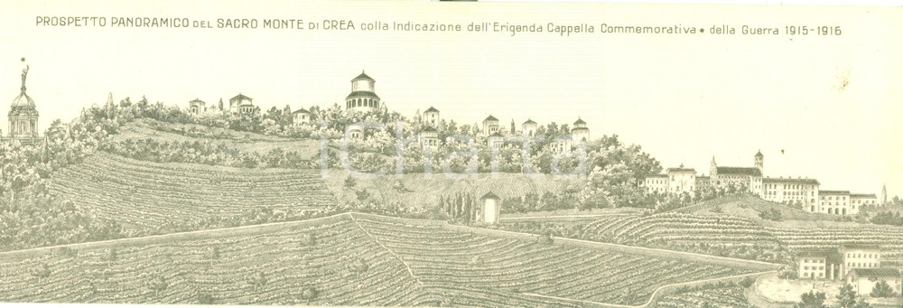 Cartolina originale da collezione 1925 ca SACRO MONTE DI CREA Prospetto panoramico Cartolina DOPPIA FP NV 1