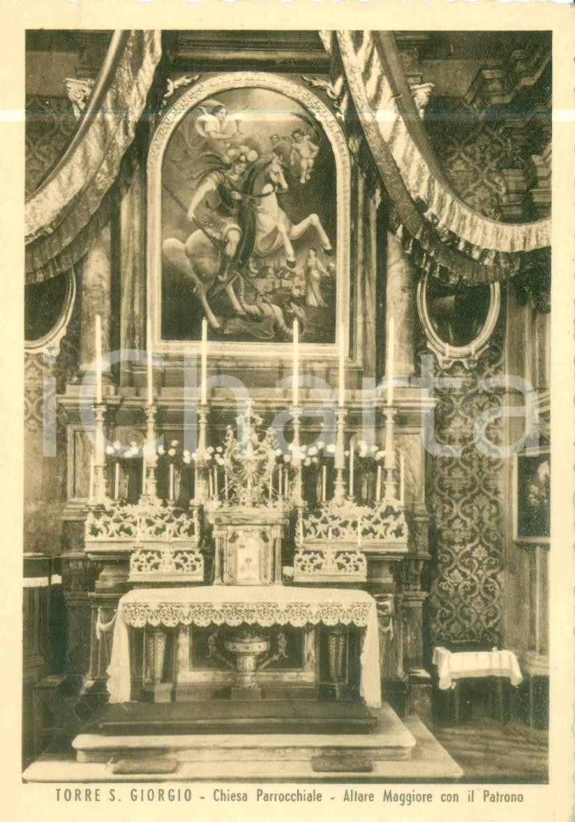 Cartolina originale da collezione 1953 TORRE SAN GIORGIO CN Altare maggiore Chiesa parrocchiale Cartolina FG VG 1