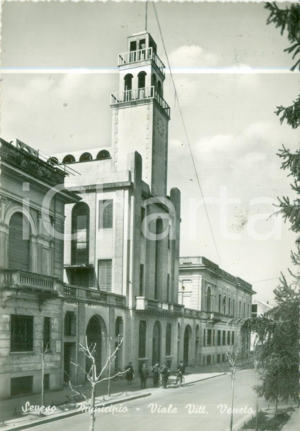 Cartolina originale da collezione 1957 SEVESO MB Municipio in Viale Vittorio Veneto Cartolina FG VG 1