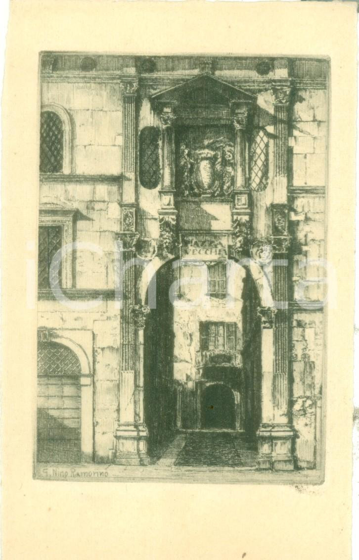 Cartolina originale da collezione 1930 ca BRESCIA Finestra e arco Piazza Vecchia Nino RAMORINO Cartolina FP NV 1