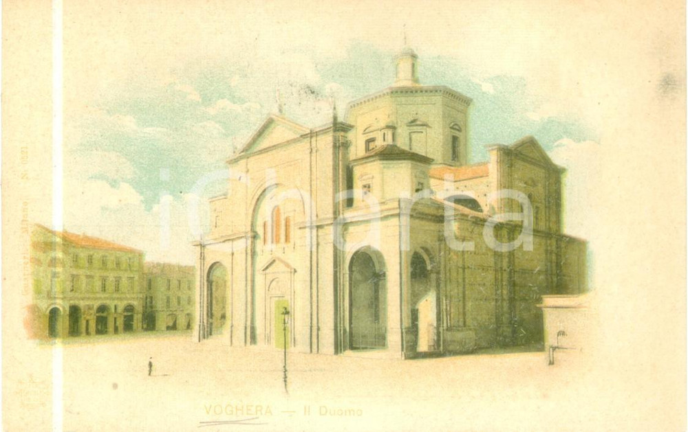 Cartolina originale da collezione 1900 ca VOGHERA PV Veduta del Duomo Cartolina ILLUSTRATA FP NV 1