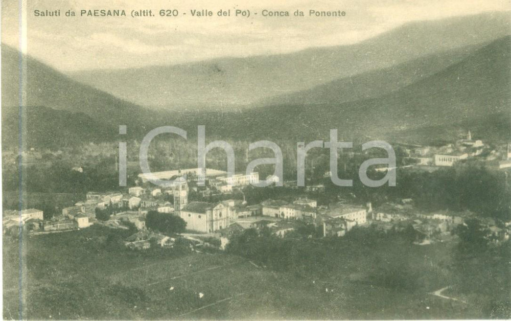 Cartolina originale da collezione 1932 PAESANA CN Valle del PO Conca da Ponente Cartolina FP VG 1
