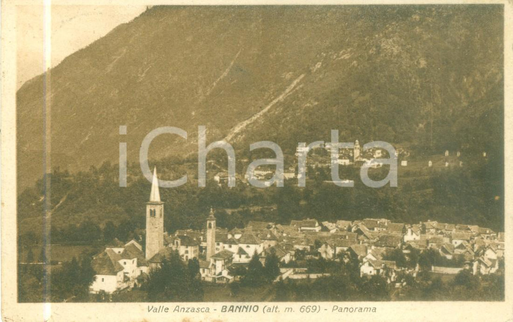 Cartolina originale da collezione 1930 BANNIO ANZINO VB Panorama del paese in Valle ANZASCA Cartolina FP VG 1