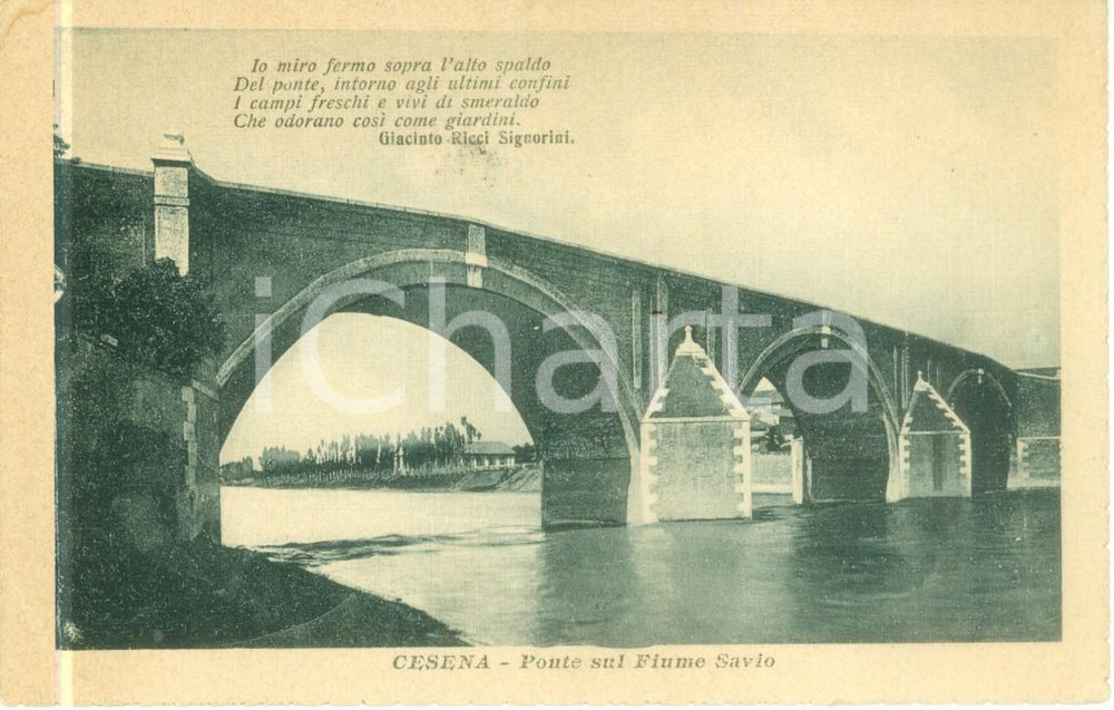 Cartolina originale da collezione 1930 ca CESENA Prospettiva del ponte sul fiume SAVIO Cartolina FP NV 1
