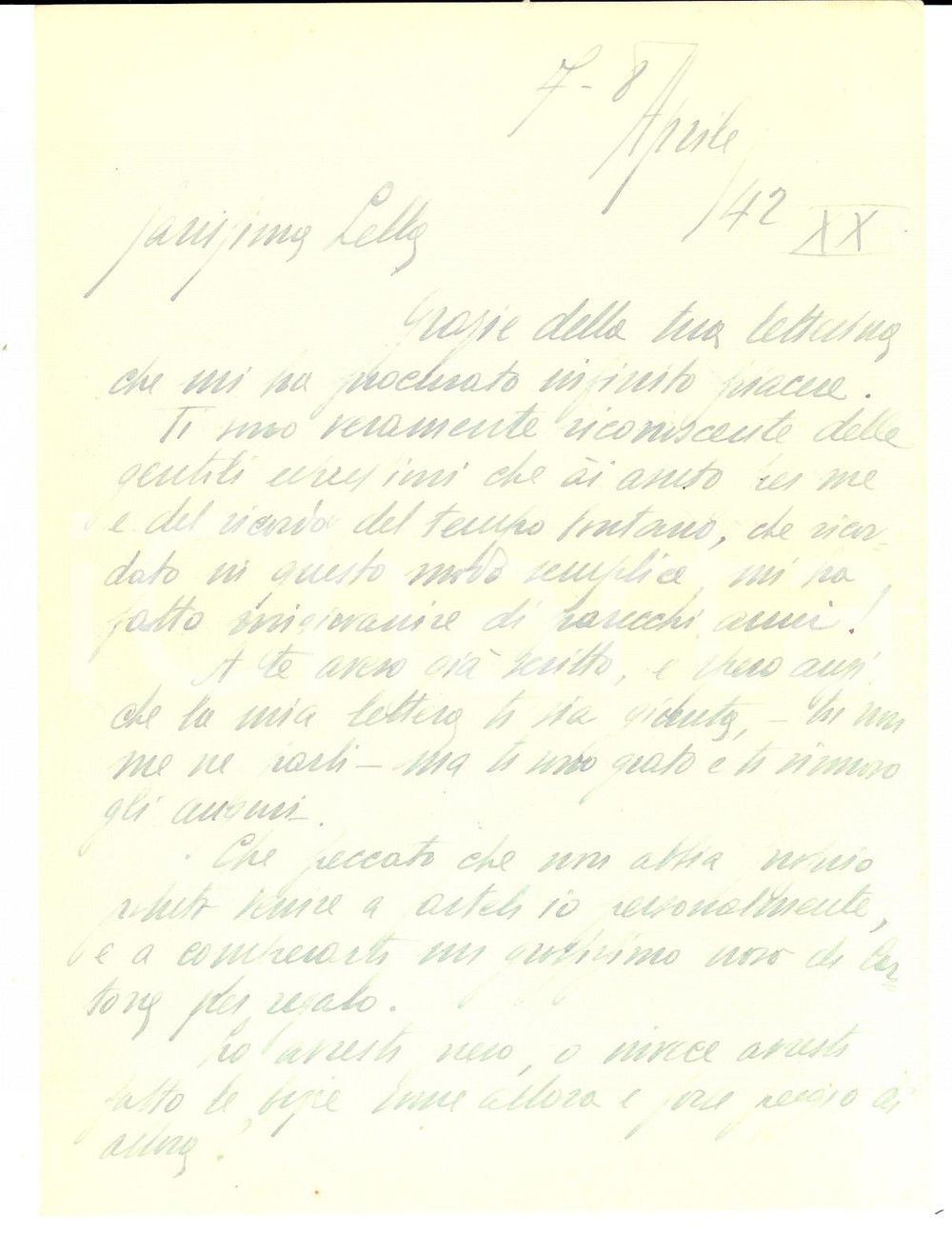 Documento originale, autentico 1942 WW2 Conte Edmondo ZANCHI sprona la figlia a studiare Lettera 1
