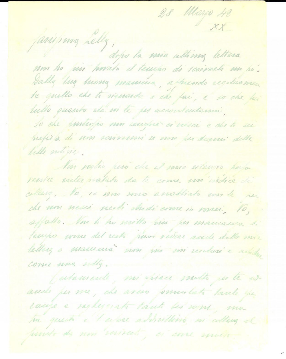 Documento originale, autentico 1942 WW2 Conte Edmondo ZANCHI non scrive a casa per mancanza di tempo Lettera 1