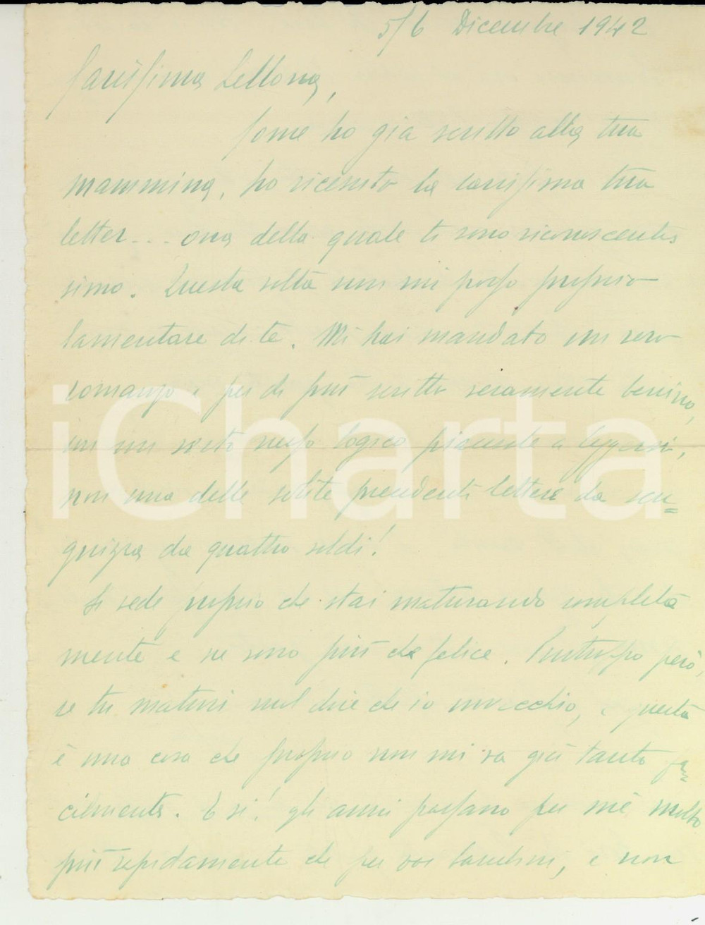 Documento originale, autentico 1942 WW2 Conte Edmondo ZANCHI alla figlia che ha scritto un romanzo Lettera 1