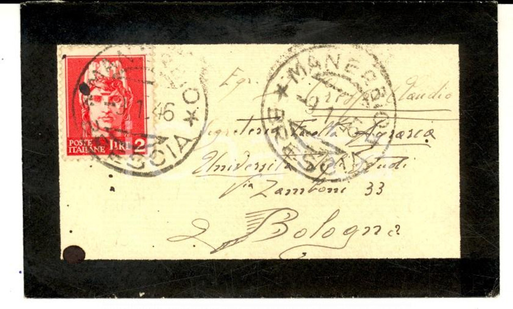 Cartolina originale da collezione 1946 STORIA POSTALE LUOGOTENENZA  Busta con affrancatura Lire 2 TURRITA 1