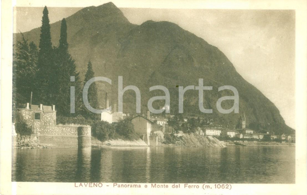 Cartolina originale da collezione 1922 LAVENO MOMBELLO VA Panorama e Monte del Ferro Cartolina FP VG 1