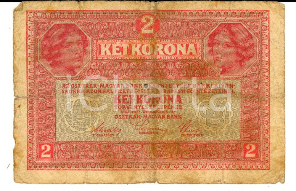 Oggetto da collezione cartaceo 1917 Banconota IMPERO AUSTRIA  UNGHERIA  Zwei Kronen Ket Korona 1