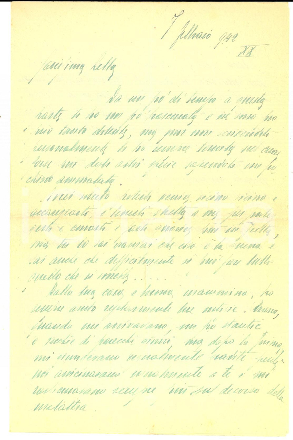 Documento originale, autentico Febbraio 1942 ZONA DI GUERRA Conte Edmondo ZANCHI alla figlia Lella Lettera 1