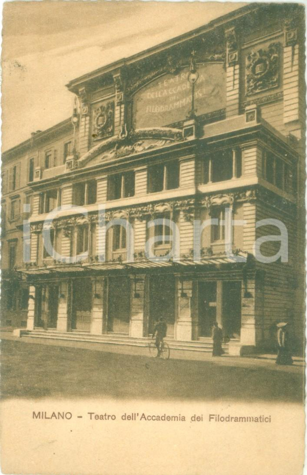 Cartolina originale da collezione 1908 MILANO Teatro dell Accademia dei Filodrammatici Cartolina FP VG 1