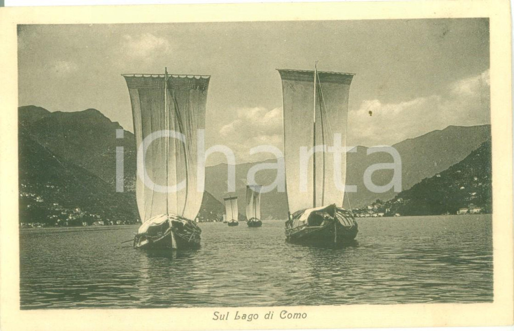 Cartolina originale da collezione 1935 ca LAGO DI COMO Battelli navigano a vele spiegate Cartolina FP NV 1