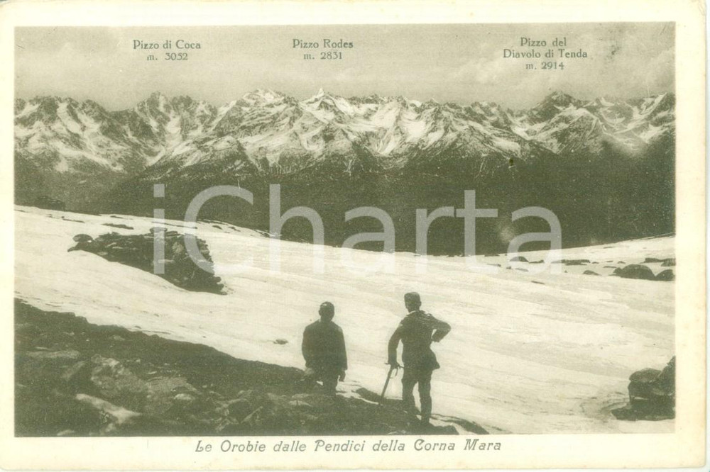 Cartolina originale da collezione 1935 ca CORNA MARA SO Scalatori osservano le OROBIE Cartolina FP NV 1