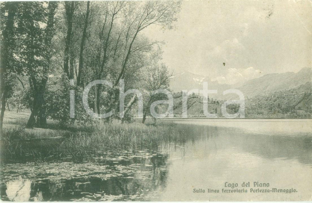 Cartolina originale da collezione 1930 ca MENAGGIO Lago del PIANO su linea ferroviaria per PORLEZZA Cartolina FP 1