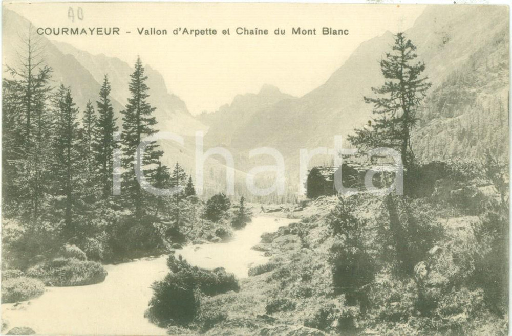 Cartolina originale da collezione 1935 ca COURMAYEUR AO Vallon d ARPETTE Chaine du Mont Blanc Cartolina FP VG 1