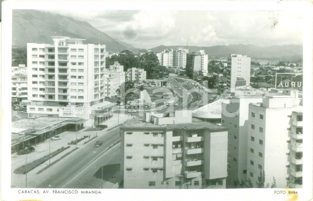 Cartolina originale da collezione 1957 CARACAS VENEZUELA Avenida Francisco MIRANDA Cartolina postale FP VG 1
