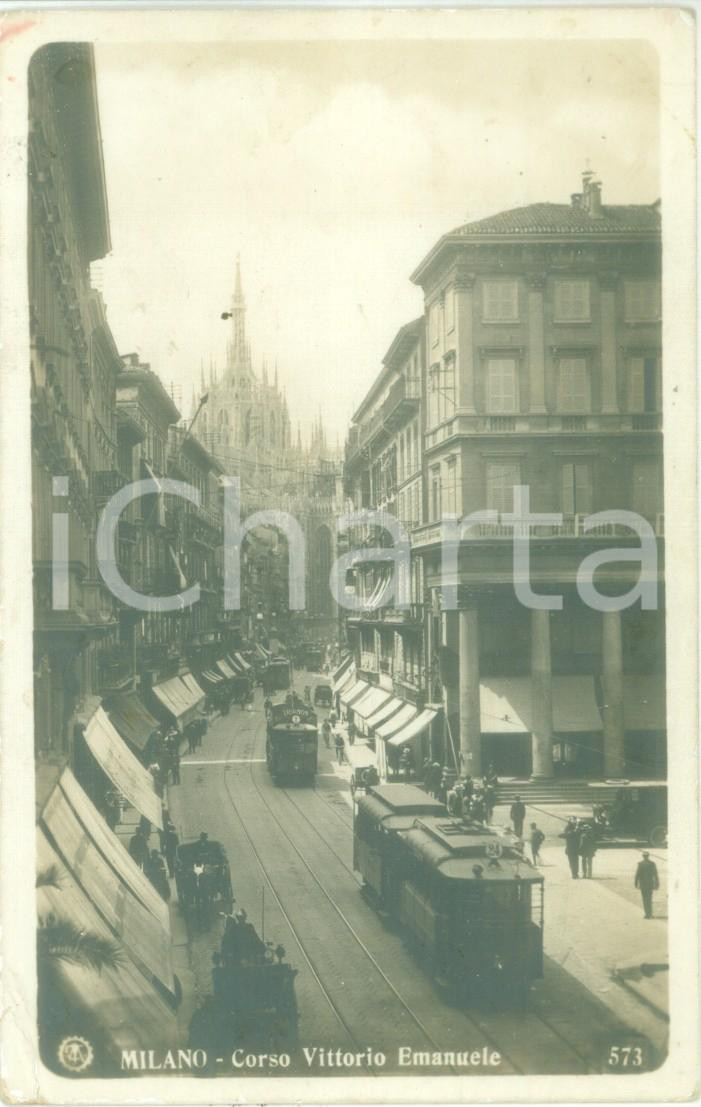 Cartolina originale da collezione 1930 ca MILANO Tram in Corso Vittorio Emanuele Cartolina FP VG 1