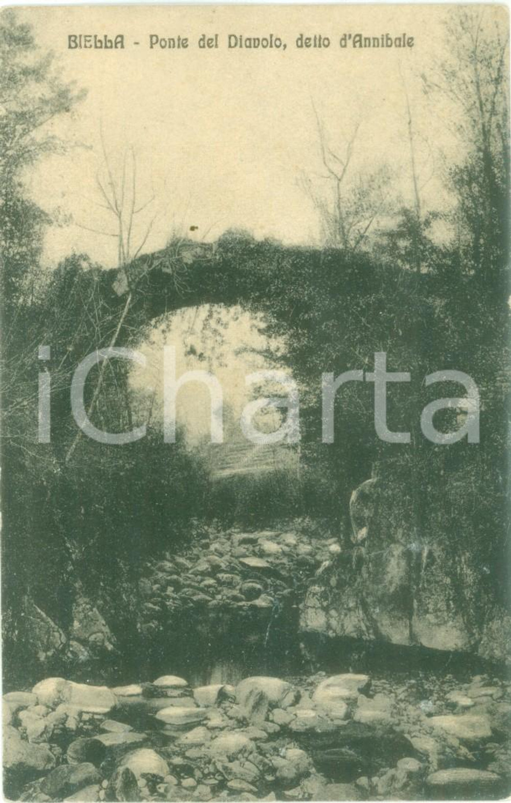Cartolina originale da collezione 1920 BIELLA Veduta del Ponte del diavolo detto ANNIBALE Cartolina postale FP VG 1
