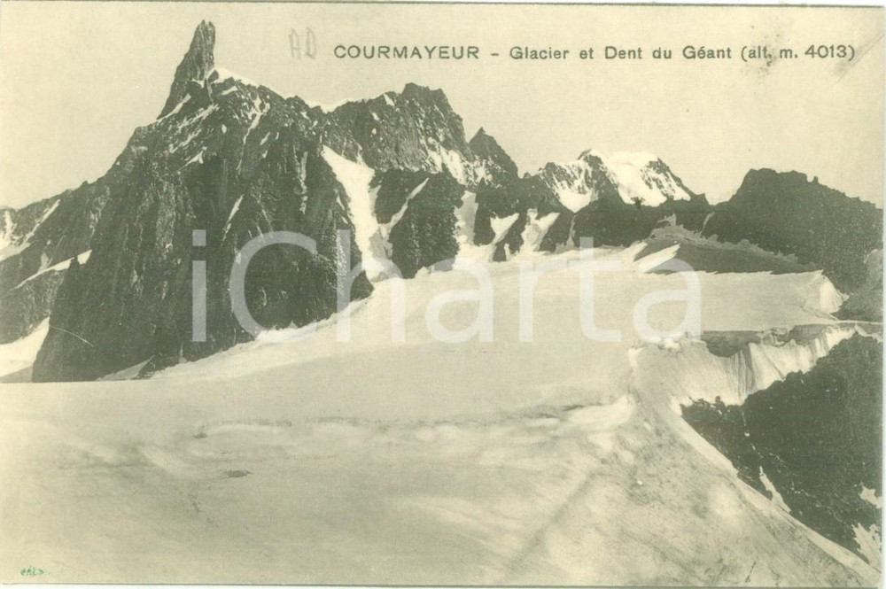 Cartolina originale da collezione 1930 ca COURMAYEUR AO Glacier et Dent du GÃ©ant Cartolina FP NV 1