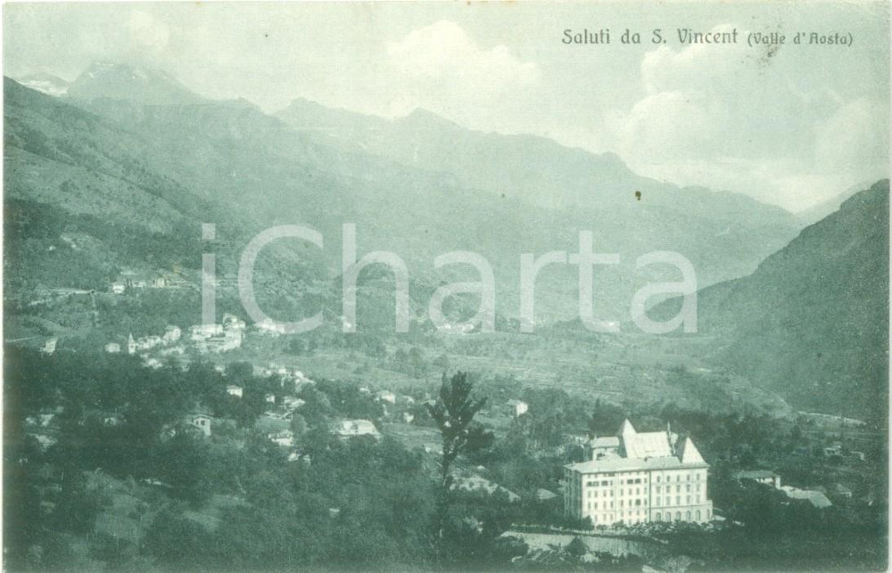 Cartolina originale da collezione 1930 ca SAINTVINCENT AO Panorama con Casino de la Vallée Cartolina FP NV 1
