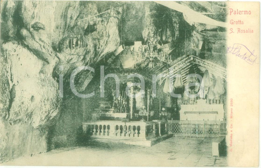 Cartolina originale da collezione 1900 ca PALERMO La Grotta di SANTA ROSALIA Cartolina FP VG 1