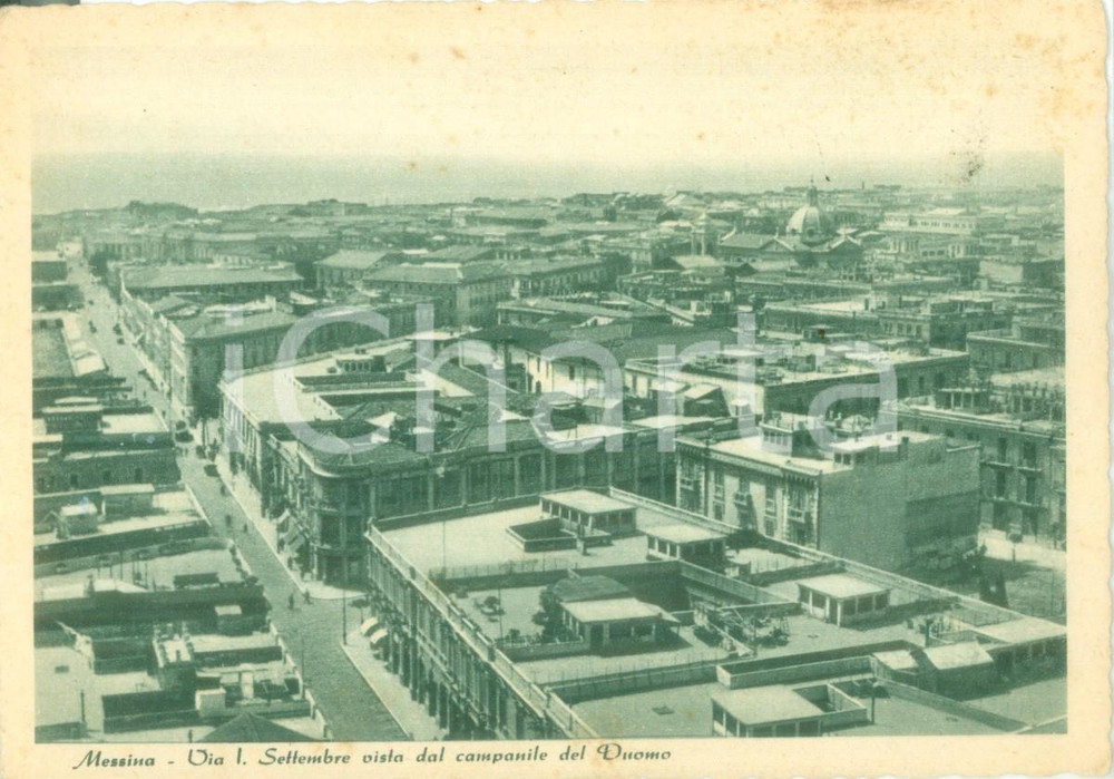 Cartolina originale da collezione 1973 MESSINA Via Primo Settembre vista dal campanile del DUOMO Cartolina FG VG 1