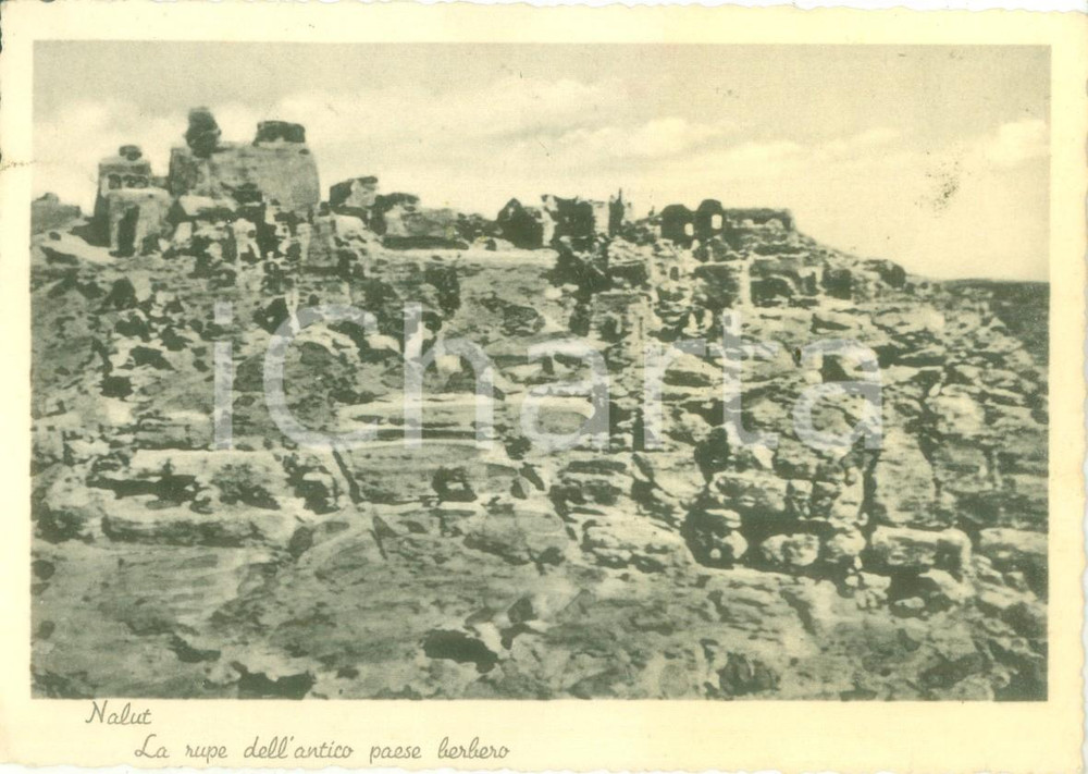 Cartolina originale da collezione 1938 NALUT LIBIA La rupe dell antico paese berbero Cartolina FG VG 1