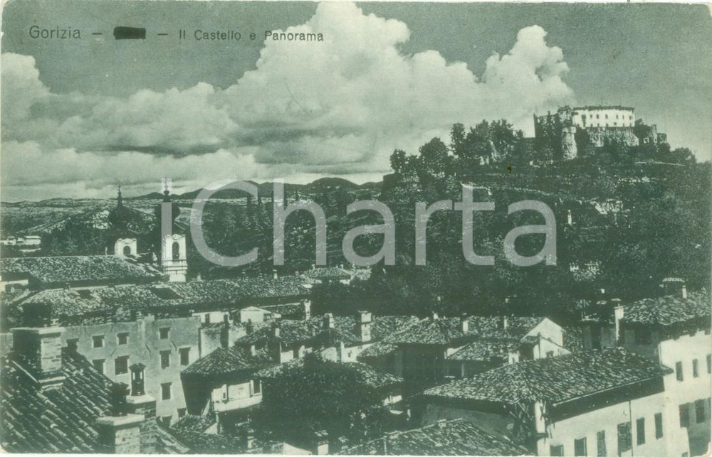 Cartolina originale da collezione 1935 ca GORIZIA Il castello e panorama Cartolina postale FP NV 1