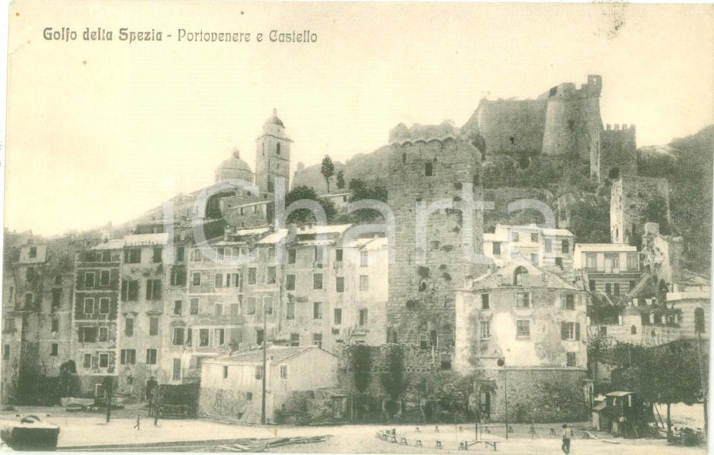 Cartolina originale da collezione 1925 ca PORTO VENERE SP Panorama con il Castello Cartolina FP NV 1