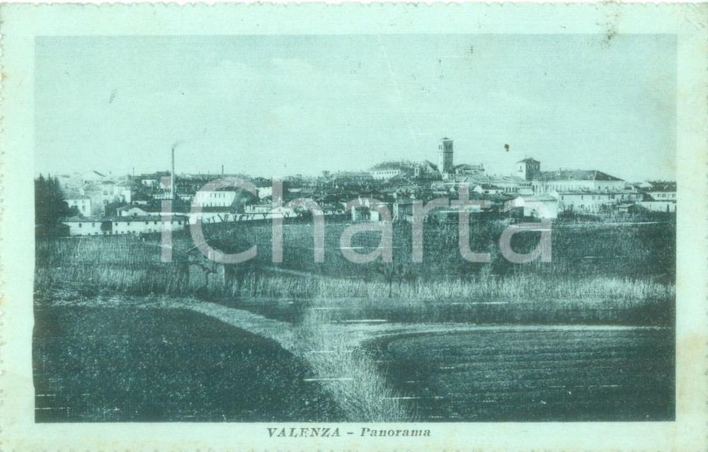 Cartolina originale da collezione 1935 ca VALENZA AL Panorama della cittÃ  dai campi Cartolina FP NV 1