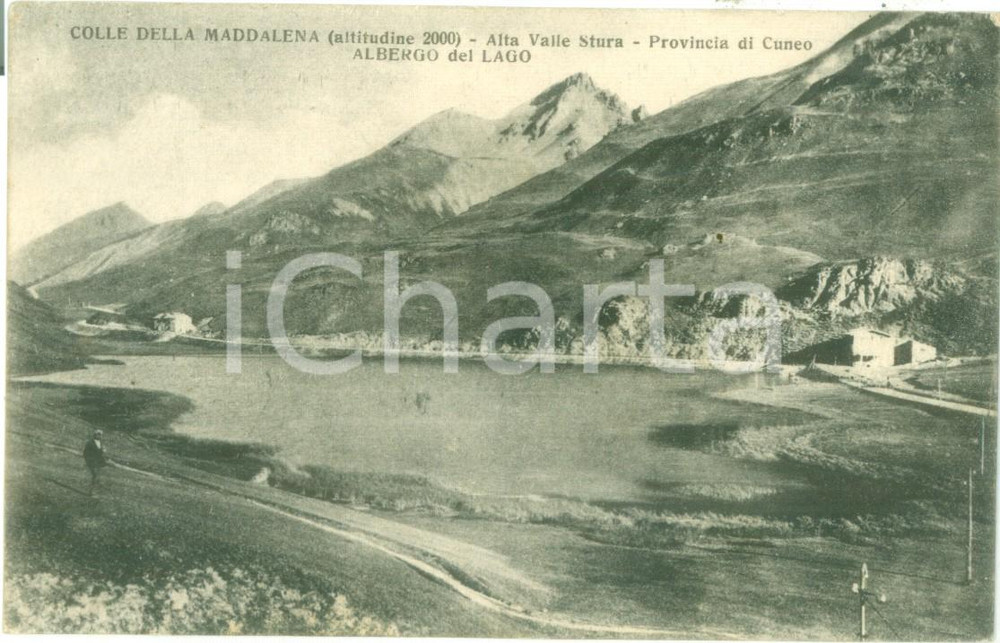 Cartolina originale da collezione 1926 COLLE DELLA MADDALENA CN Veduta del Lago Cartolina ANIMATA FP VG 1