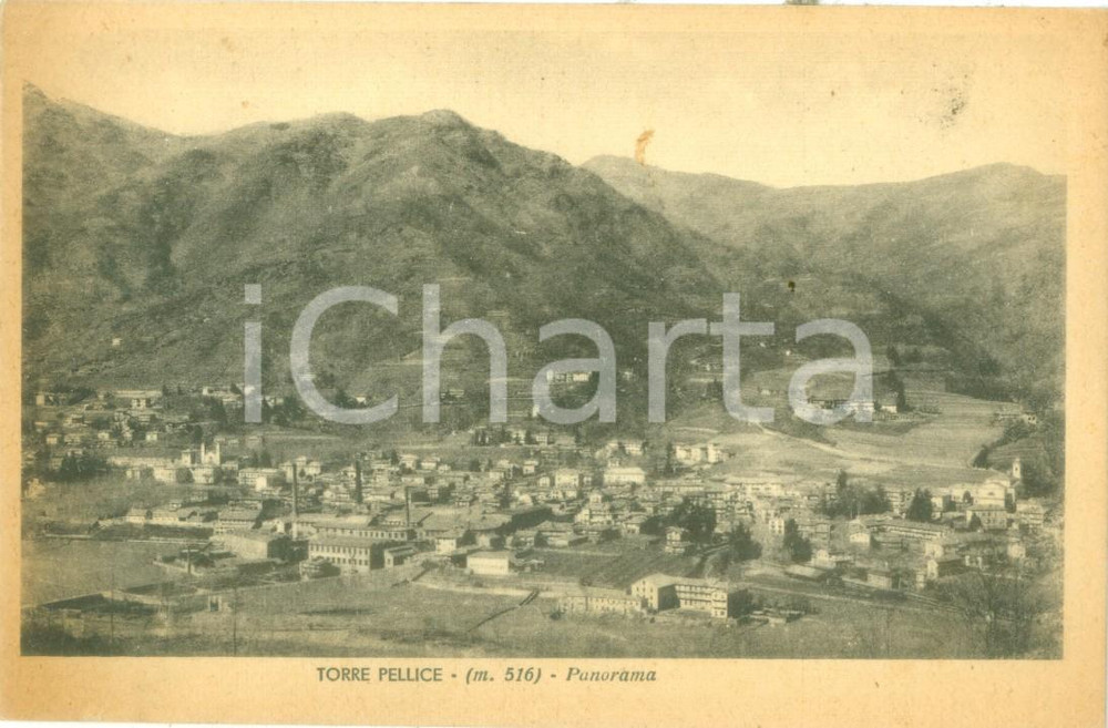 Cartolina originale da collezione 1943 TORRE PELLICE TO Panorama con i monti Cartolina postale FP NV 1