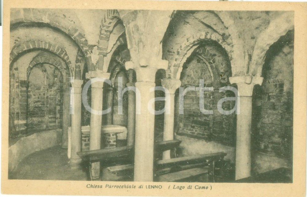 Cartolina originale da collezione 1930 ca LENNO CO Interno della Chiesa parrocchiale Cartolina postale FP NV 1