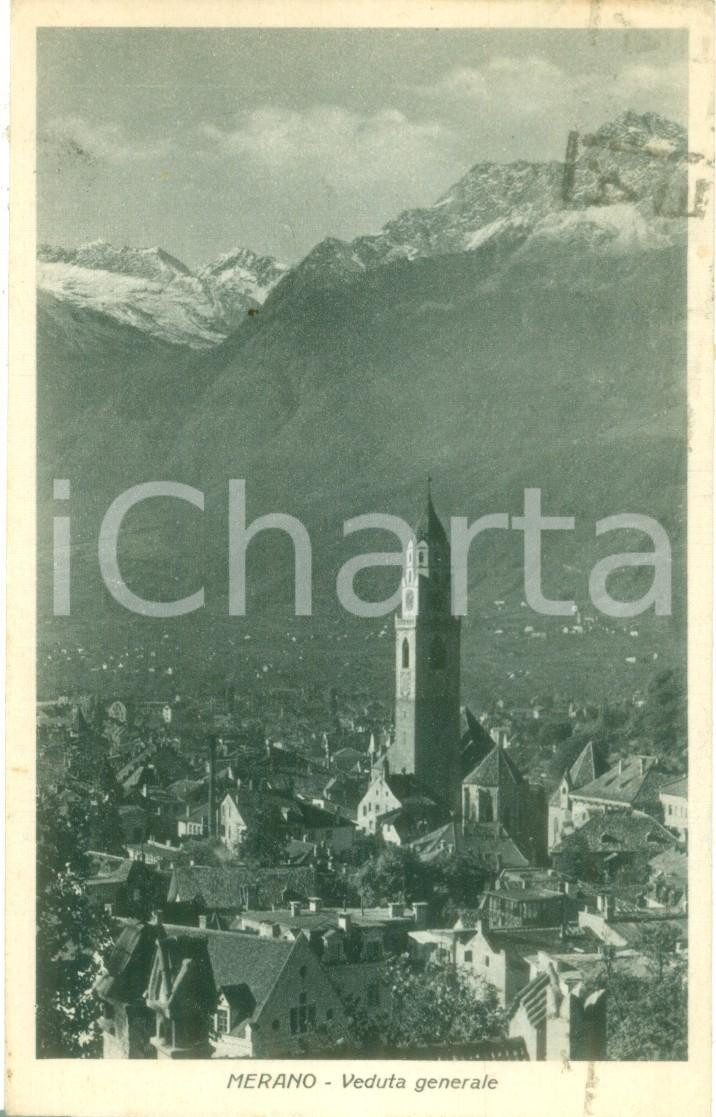 Cartolina originale da collezione 1939 MERANO BZ Veduta generale con campanile Cartolina postale FP VG 1