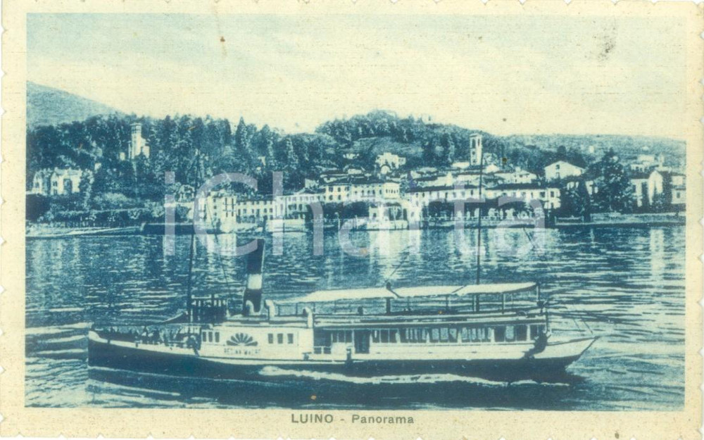Cartolina originale da collezione 1941 LUINO VA Vaporetto naviga sul lago Cartolina postale FP VG 1