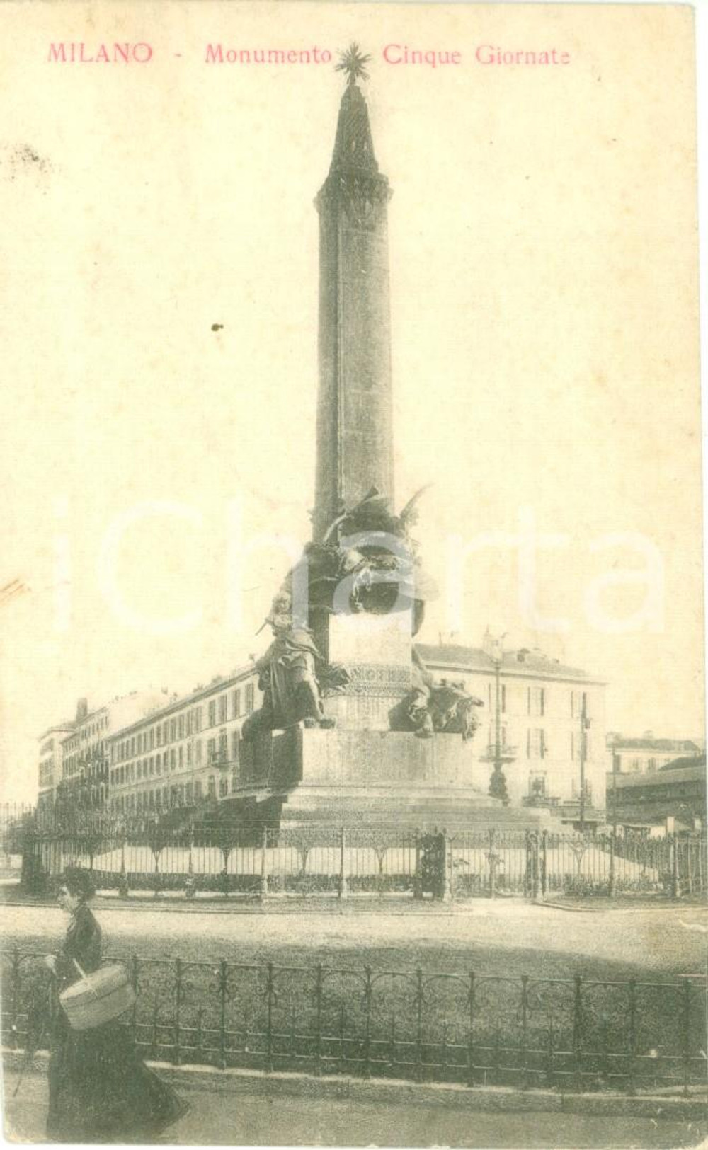 Cartolina originale da collezione 1917 MILANO Monumento alle Cinque Giornate Cartolina postale FP NV 1