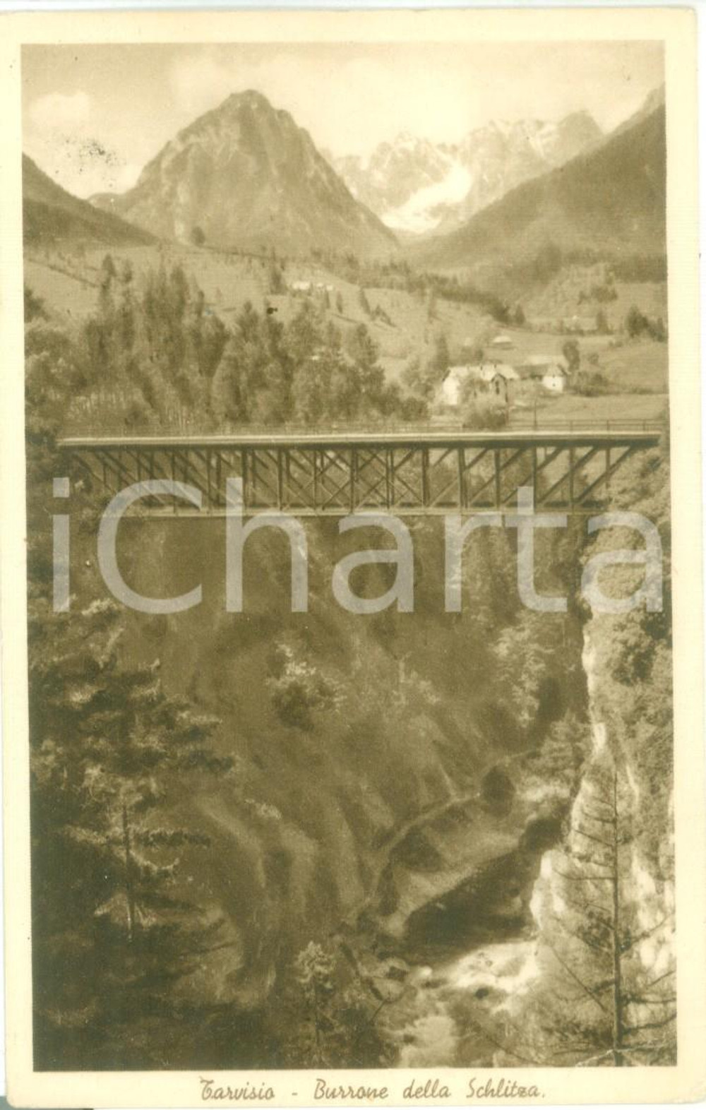 Cartolina originale da collezione 1937 TARVISIO UD Burrone della SCHLITZA Cartolina postale FP NV 1