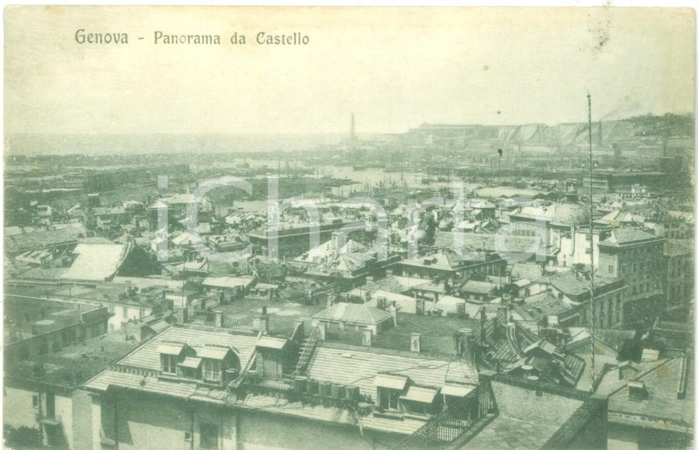 Cartolina originale da collezione 1918 GENOVA Panorama dei tetti dal Castello Cartolina postale FP VG 1
