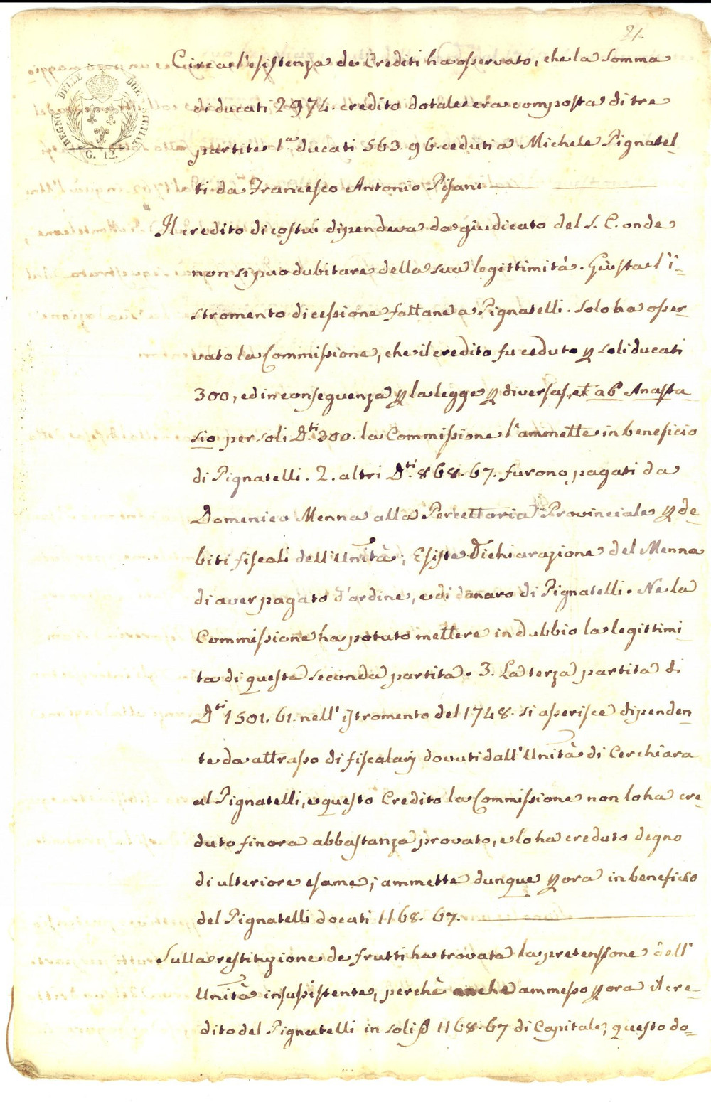 Documento originale, autentico 1809 NAPOLI Crediti UniversitÃ  di CERCHIARA e duca di MONTELEONE INCOMPLETO 1