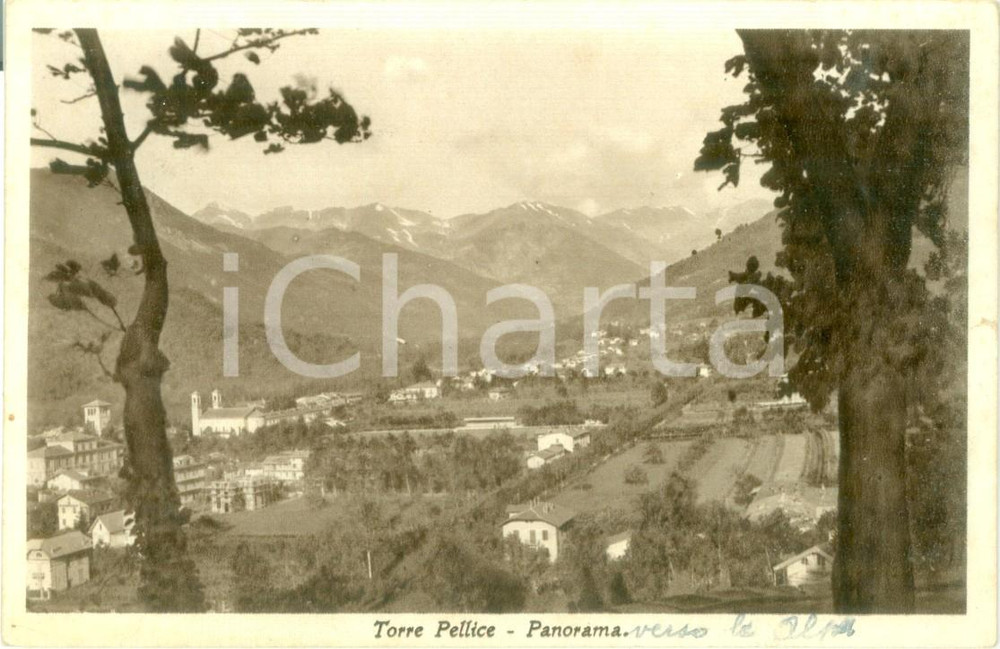 Cartolina originale da collezione 1937 TORRE PELLICE TO Panorama verso le ALPI Cartolina postale FP VG 1