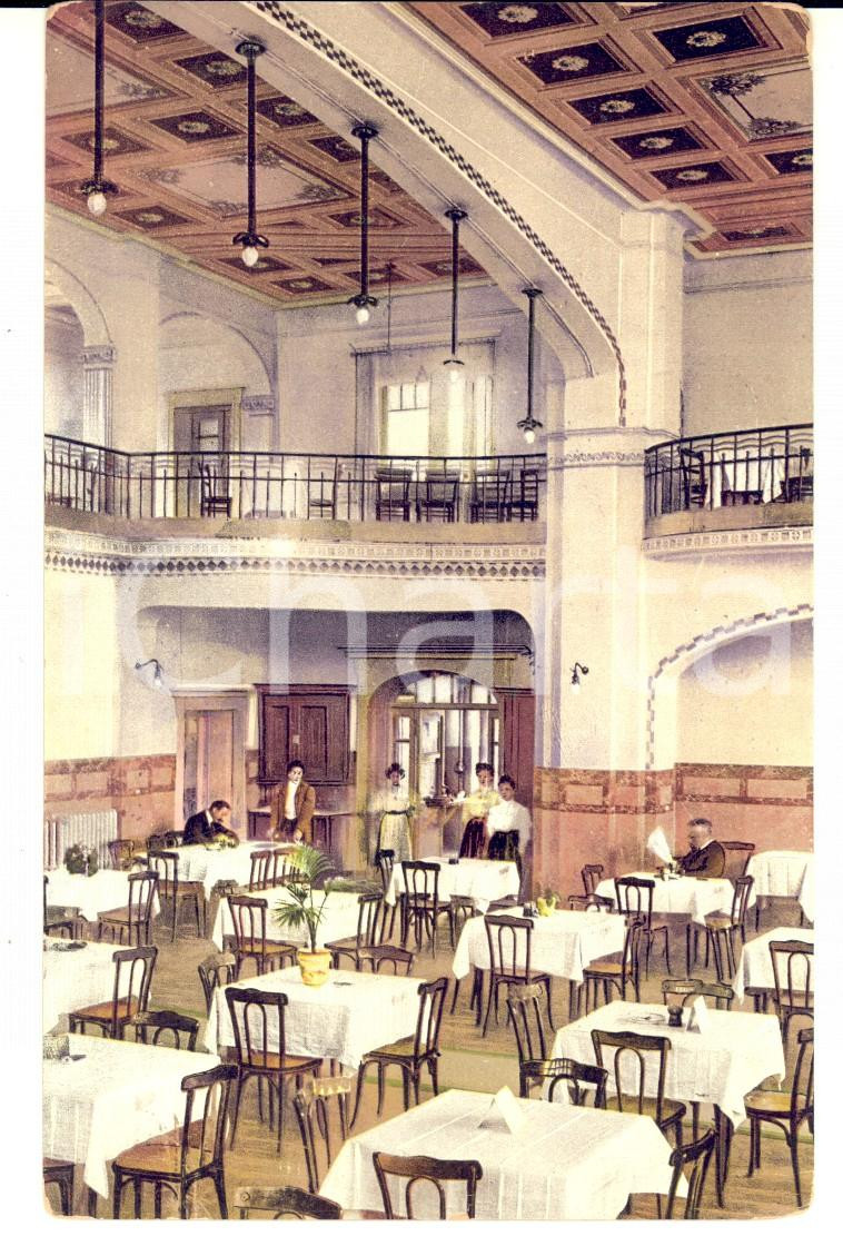 Cartolina originale da collezione 1915 ca COSTUMI Ristorante con elegante sala da pranzo Cartolina ILLUSTRATA NV 1