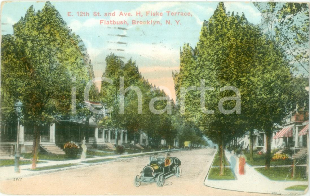 Cartolina originale da collezione 1920 FLATBUSH, BROOKLYN USA Fiske Terrace 12th Street Ave. H. Cartolina FP VG 1