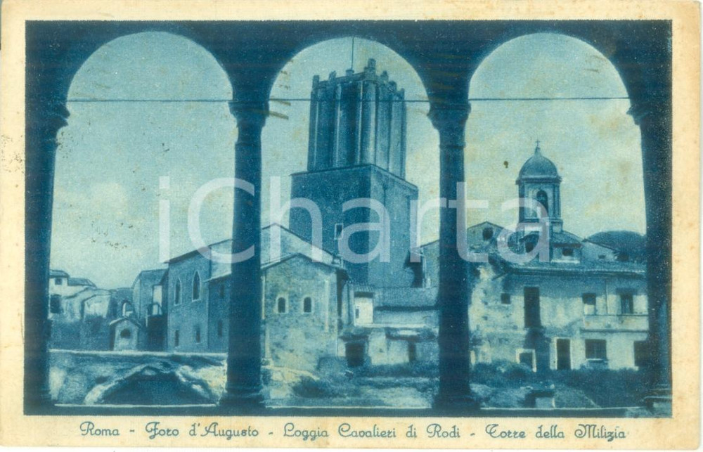 Cartolina originale da collezione 1932 ROMA Loggia Cavalieri di RODI Foro d AUGUSTO Cartolina FP vg 1