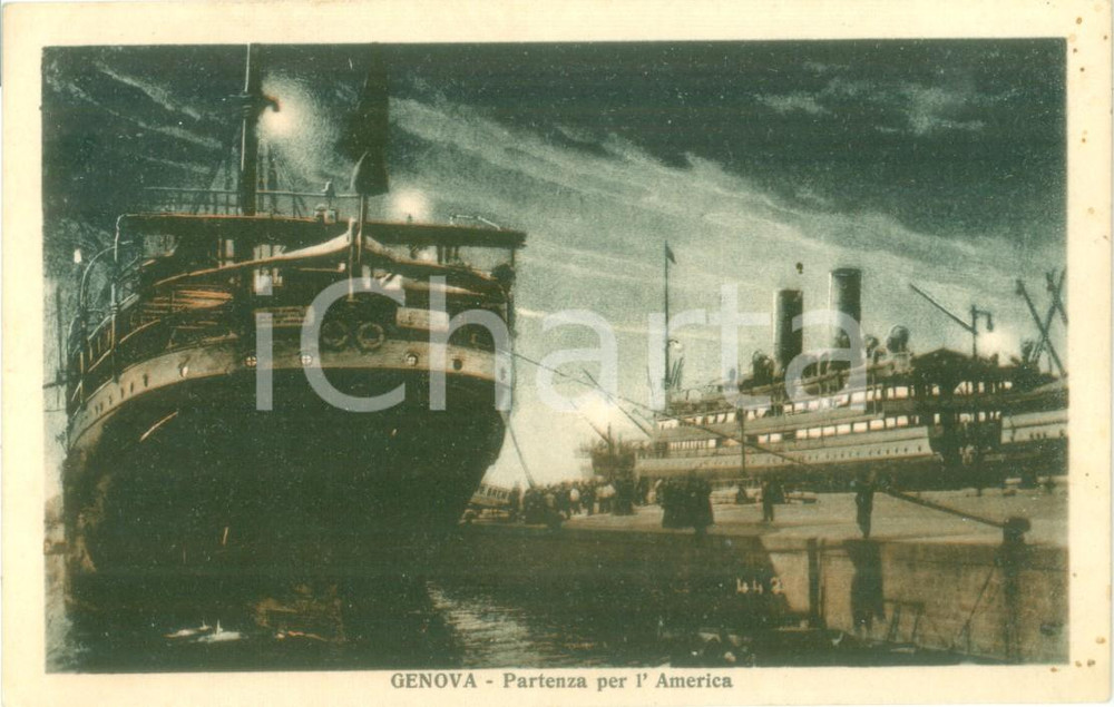 Cartolina originale da collezione 1935 ca GENOVA Piroscafi in partenza per l AMERICA Cartolina FP NV 1