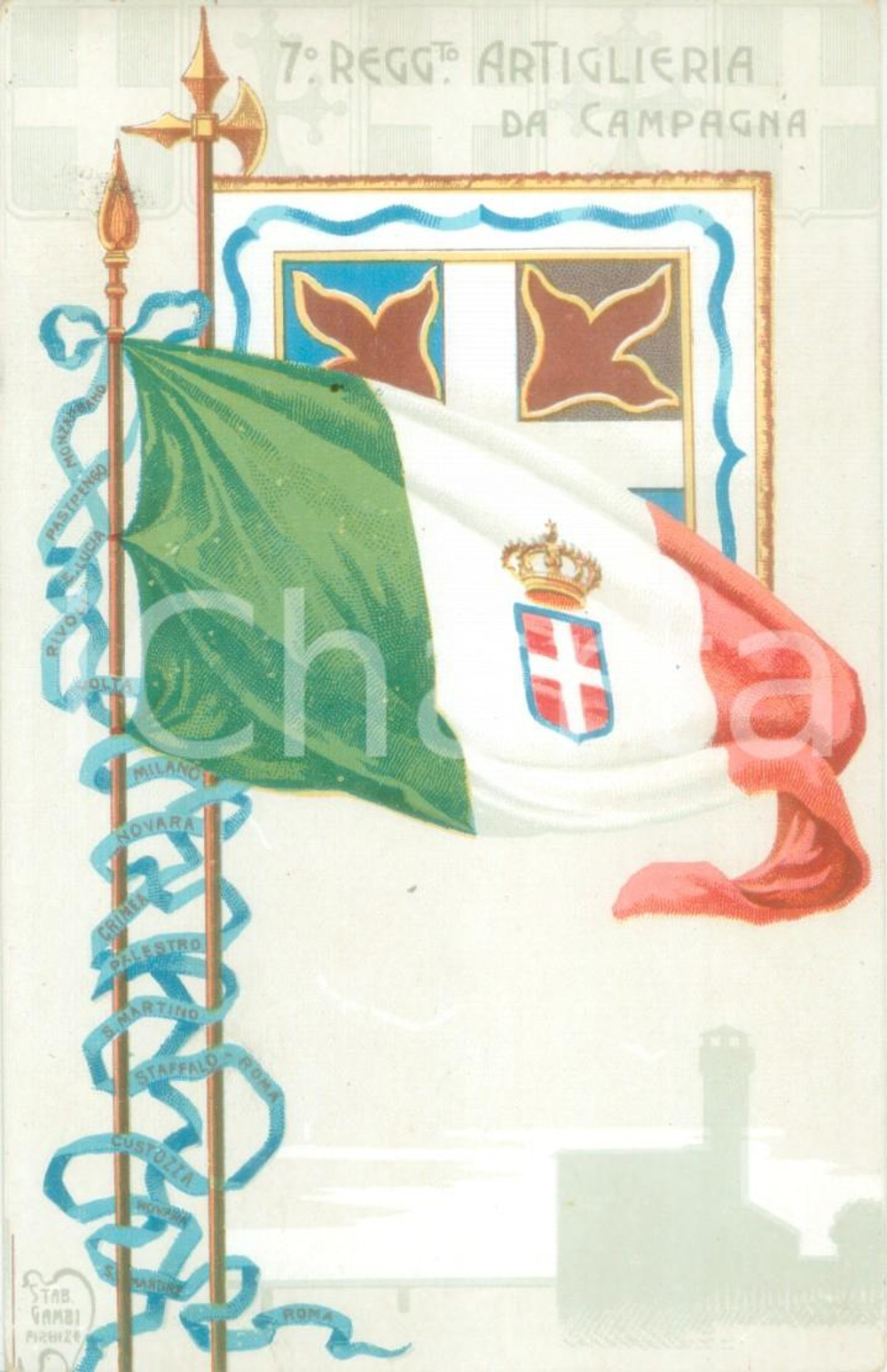 Cartolina originale da collezione 1900 ca REGIO ESERCITO 7Â° Reggimento Artiglieria da Campagna Cartolina FP NV 1