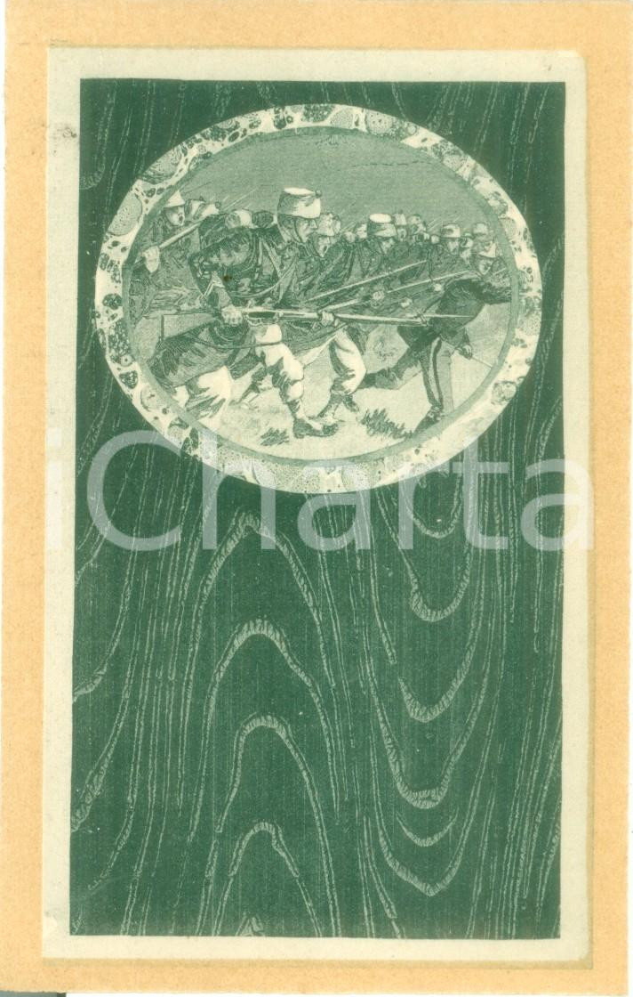 Cartolina originale da collezione 1920 ca COMMEMORAZIONE WW1 Fanteria all assalto Cartolina FP NV 1