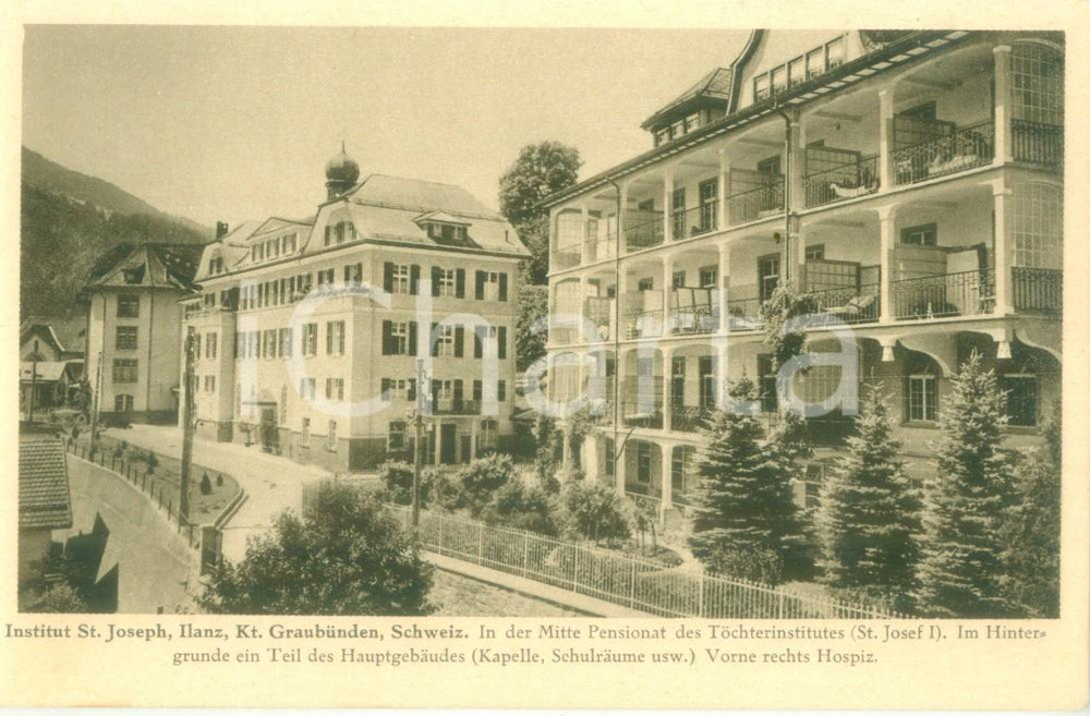 Cartolina originale da collezione 1935 ca ILANZ SVIZZERA Institut Sankt Joseph Pensionat Cartolina FP NV 1